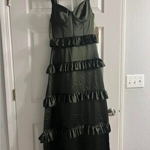 Elegant Green Ruffle Dress